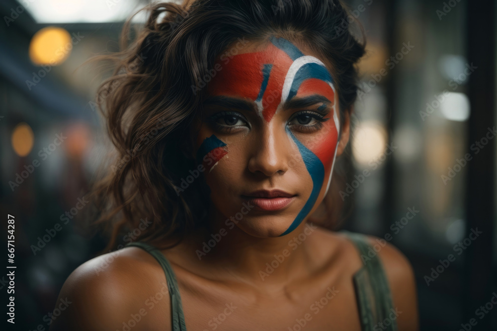 trait of a woman with a painted face trait of a woman with a painted face