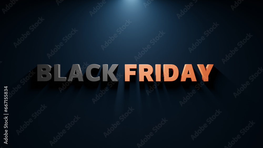 Black Friday Sale neon banner. Design signboard for black Friday sale on brick wall texture. Glowing white and red neon letters in frame.  Black Friday background. Online shop sale banner.3D Rendering