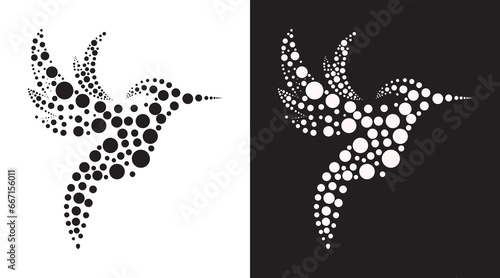 dot of bird flying abstract vector illustration. graphic design concept of motion