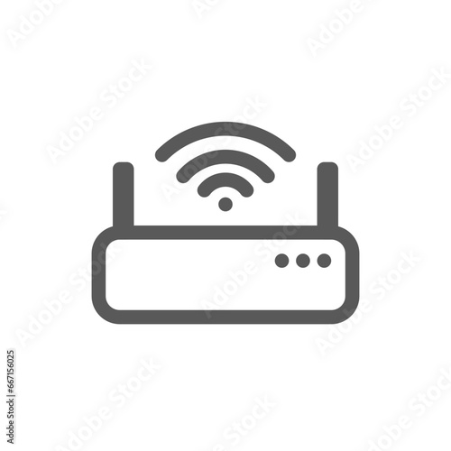 Wireless modem icon thin line style in black color