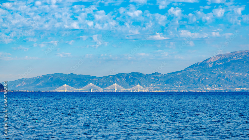 Panoramic view of Bridge Rion Antirion- Patras in Greece