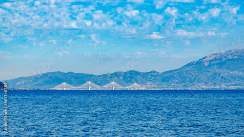 Panoramic view of Bridge Rion Antirion- Patras in Greece photo