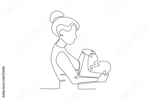 A concept of a heartbroken woman. Breakup one-line drawing