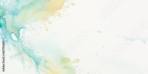 Abstract watercolor paint background illustration - Soft pastel green aquamarine color and golden lines, with liquid fluid marbled paper texture banner texture.	