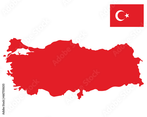 Photography Map of Turkey with Turkish flag.