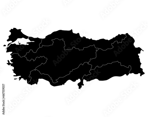 Canvas Print Turkey map with main regions. Map of Turkey