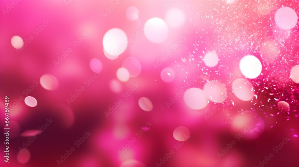 Shiny Background of Hot Pink Bokeh Lights. Festive Wallpaper for Holidays and Celebrations Shiny Background of Hot Pink Bokeh Lights. Festive Wallpaper for Holidays and Celebrations