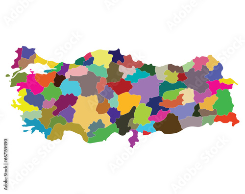 Turkey map with administrative provinces. Map of Turkey