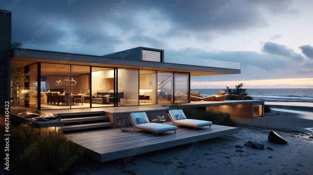 Fototapeta premium Modern, luxury house on the beach