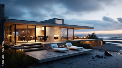 Modern, luxury house on the beach © YauheniyaA