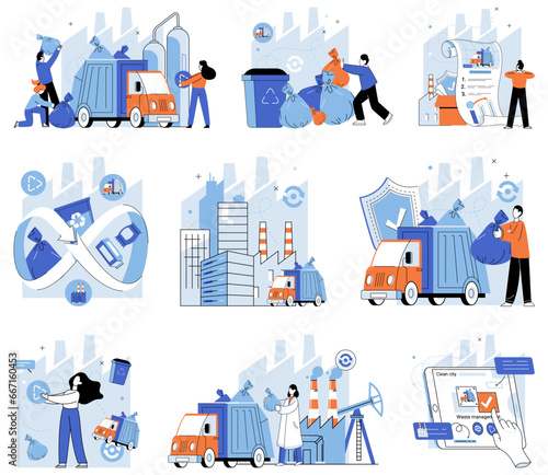 Waste disposal. Vector illustration. Proper disposal hazardous waste minimizes risk contamination and protects humhealth and ecosystem Resource conservation is at core effective waste disposal