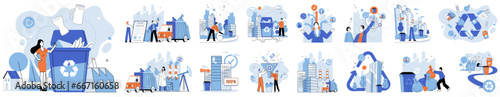 Waste disposal. Vector illustration. Being eco-conscious means embracing mindset environmental responsibility It is about making conscious choices to recycle, reduce, and reuse Eco-friendly practices