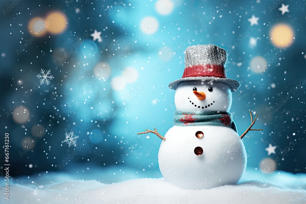 Snowman Christmas celebrating background concept featuring a festive and magical scene Snowman Christmas celebrating background concept featuring a festive and magical scene
