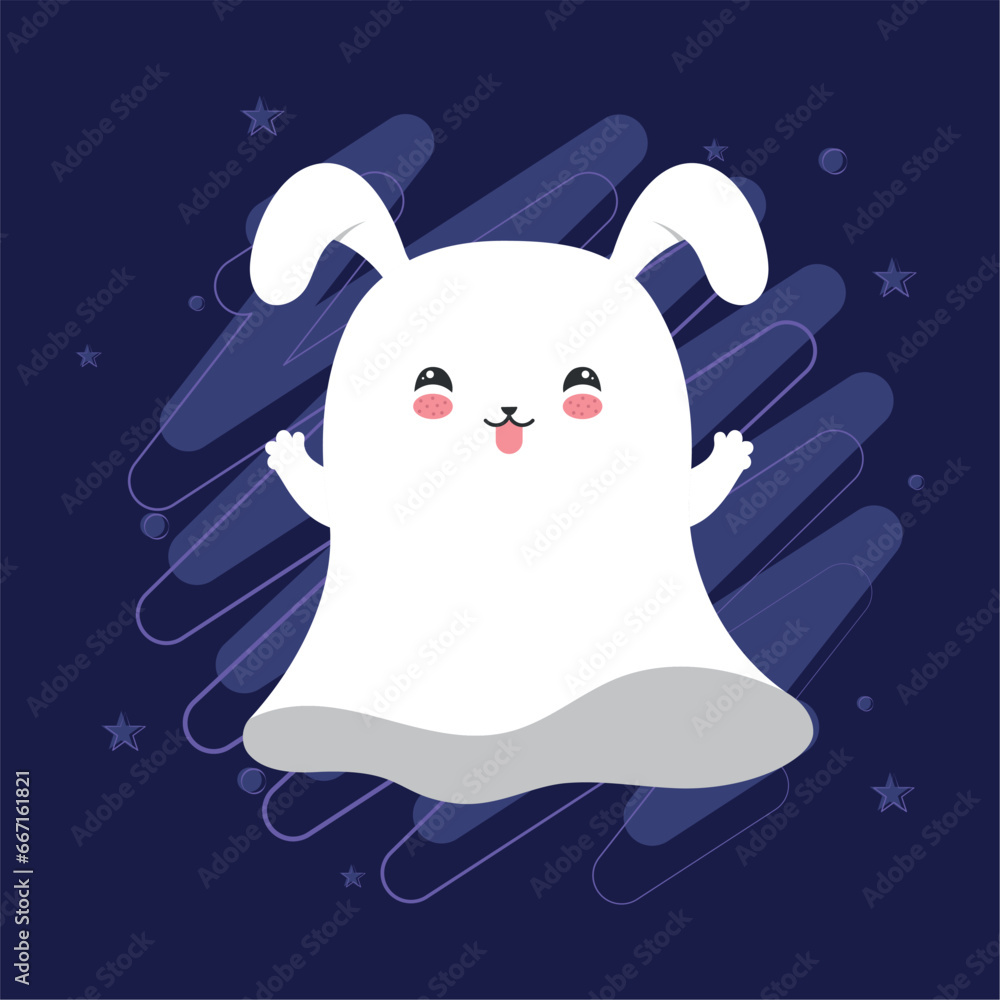 Fototapeta premium Isolated halloween ghost with bunny costume Vector illustration