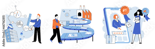 Product to service model. Vector illustration. Performance evaluation helps identify areas for improvement in product and service delivery Consumer preferences and feedback shape evolution products