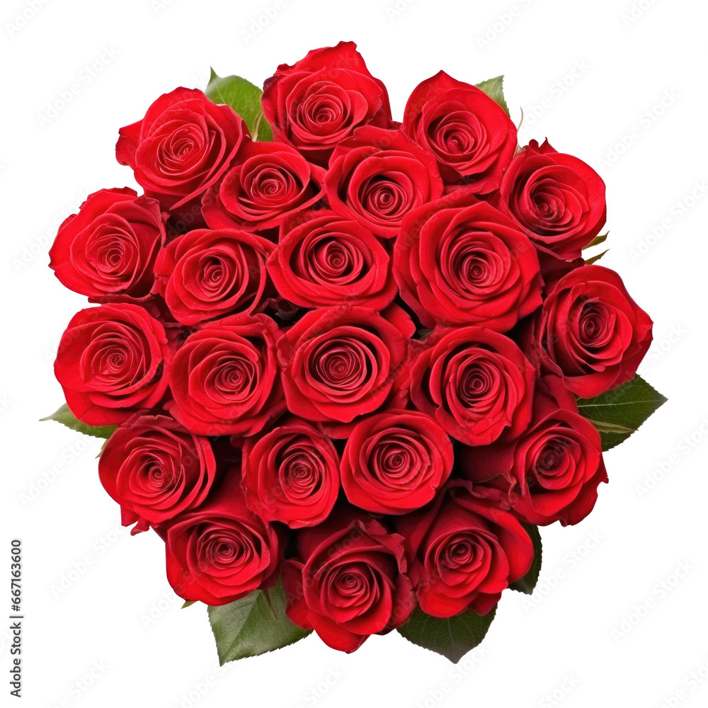 Obraz premium Red Rose Arrangement Isolated on Transparent Background 