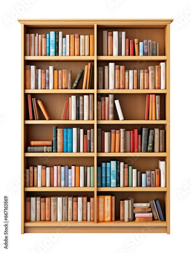 Vertical Book Shelf Isolated on Transparent Background 