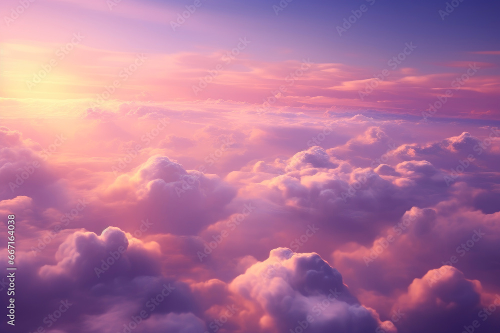 Violet Atmosphere and Clouds at Dusk