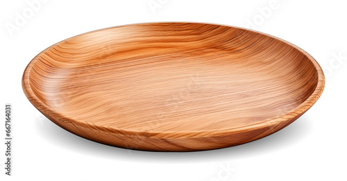 Wooden Plate Isolated on Transparent Background 