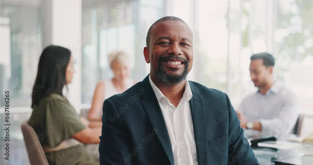 Black man, face or senior leader happy for company career , financial sales growth or teamwork. Office collaboration meeting, project management portrait or business people for review and finance Black man, face or senior leader happy for company career , financial sales growth or teamwork. Office collaboration meeting, project management portrait or business people for review and finance