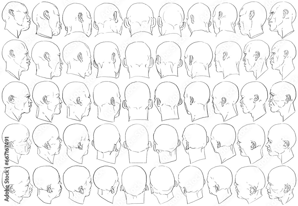 50 Male Heads - Digital Art (3D to 2D) 50 Male Heads - Digital Art (3D to 2D)