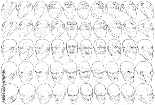 50 Male Heads - Digital Art  3D to 2D 