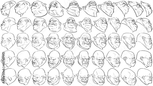 50 Male Heads - Digital Art (3D to 2D)