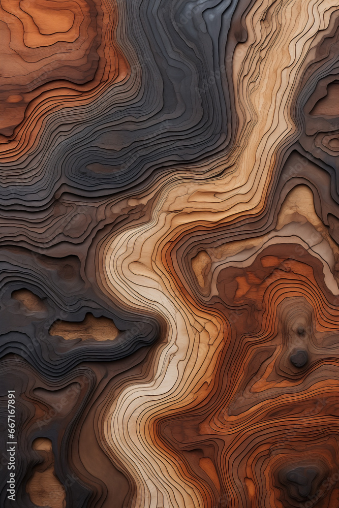 Nature-Inspired textures: Organic wood surface with wavy texture patterns and earth color palette with gradients and erosion. Scandinavian interior design concept. Nature-Inspired textures: Organic wood surface with wavy texture patterns and earth color palette with gradients and erosion. Scandinavian interior design concept.