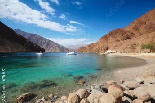 A beautiful fjord bay in Taba, Egypt. Generative AI