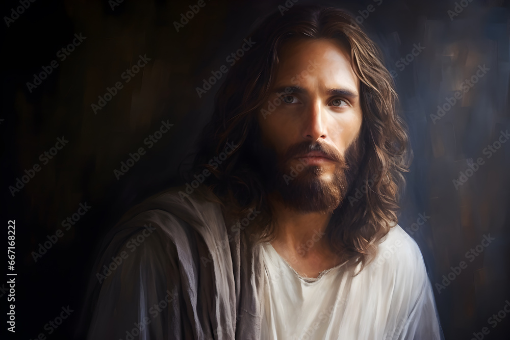 Portrait of Jesus Christ. Oil painting. AI generative Portrait of Jesus Christ. Oil painting. AI generative