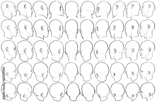 50 Female Heads - Digital Art (3D to 2D)
