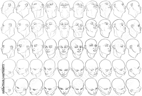 50 Female Heads - Digital Art (3D to 2D)