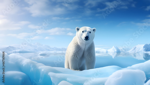 Polar bear, melting arctic, climate change. Background