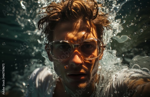A person with goggles underwater © Mike