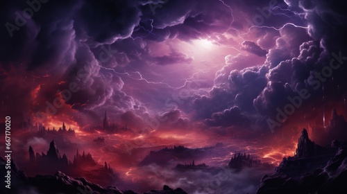 Night landscape during a thunderstorm