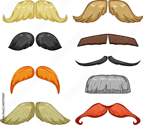 moustaches set cartoon. vintage hair, moustache face, silhouette style moustaches sign. isolated symbol vector illustration
