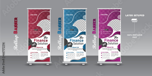 Rollup pullup signage banner for business, Eye catchy gradient multiple color banner design vector template. Company Stand banner, pull up Banner template. Best for print.