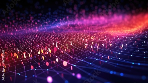 Abstract digital data background with particles and Digital data network connections concept.