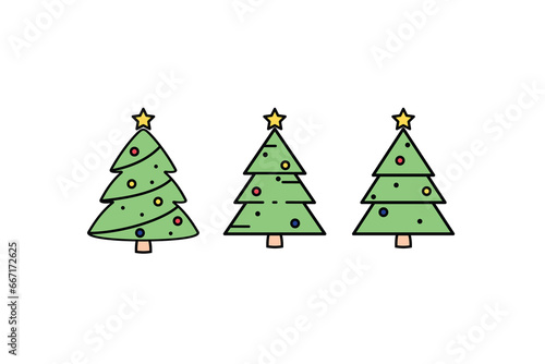 Chirstmas tree icons set. Vector illustrations.