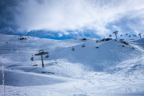 Ski slopes and mountains of Les Menuires in the french alps