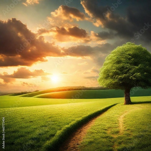 sunset in the field