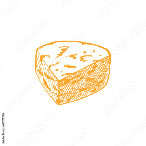 Watercolor block of blue cheese delicious mold, soft milk dairy product. Delicious food hand-drawn illustration isolated on white background. Perfect for menu, recipe, label, packaging design