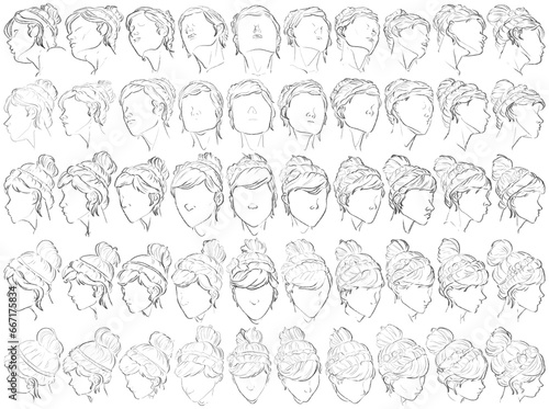 50 Hairstyles - Digital Art (3D to 2D)