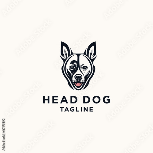 Head Dog logo line art icon vector template 