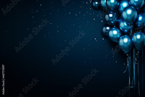 Blue Shine Christmas balloons on a dark-themed backdrop