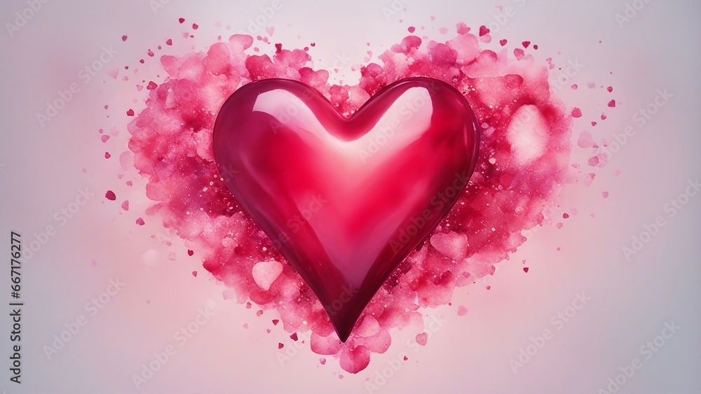 pink heart background A watercolor heart with red and pink colors blending together. The heart symbolizes the love  