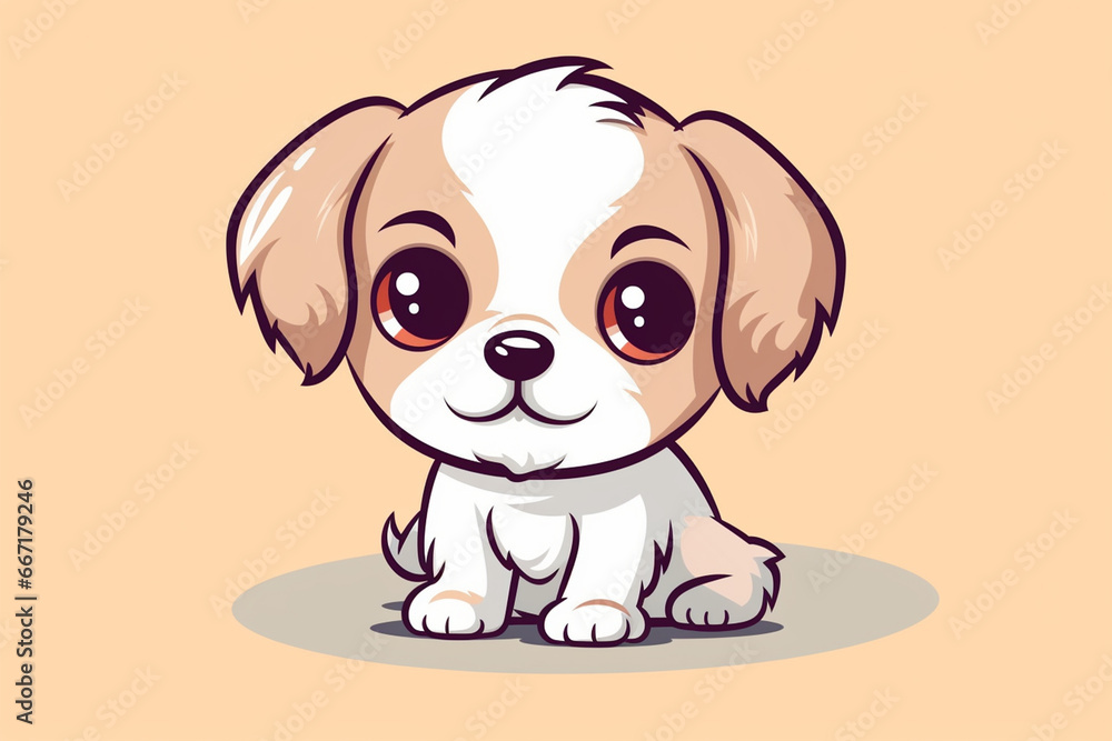Fototapeta premium Cute cartoon beagle puppy isolated on white background. Vector illustration.