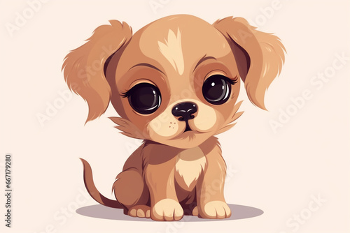Cute cartoon beagle puppy isolated on white background. Vector illustration.