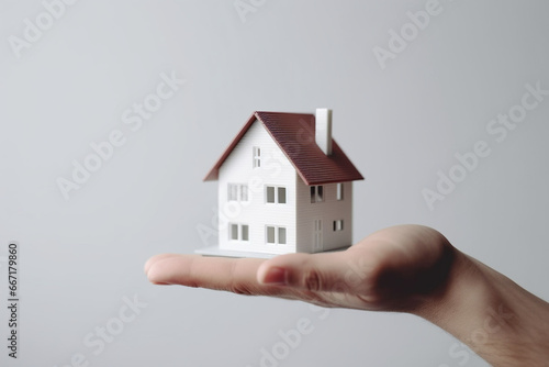 Miniature houses on white background, real estate and property concept.