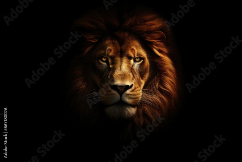 A powerful high-key portrait of a lion with a magnificent mane against a pure white backdrop. The lion s regal stance and intense gaze convey strength and authority  embodying the spirit of the king o